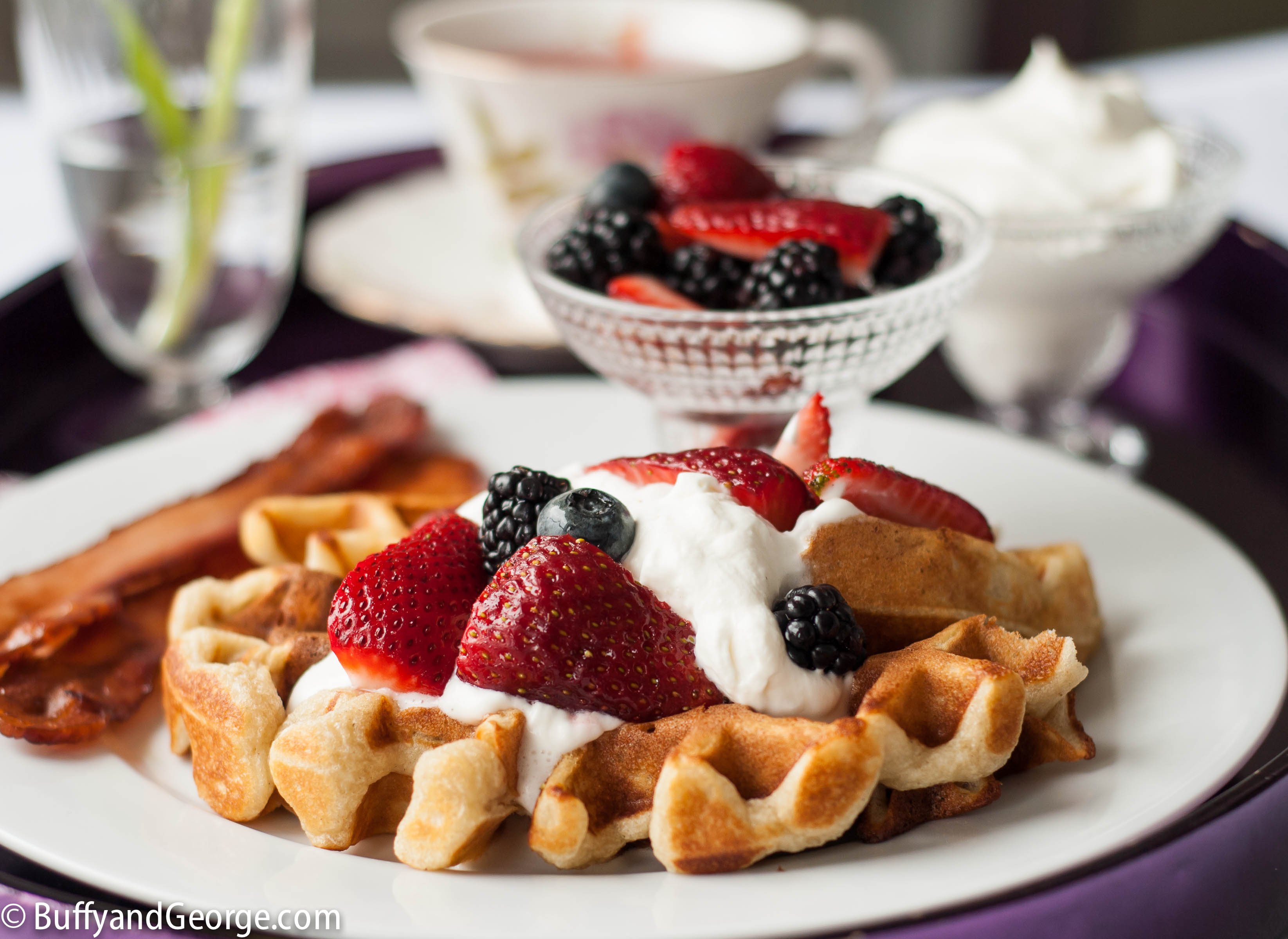 GlutenFreeButtermilkWafflescloseup Strawberries For Supper